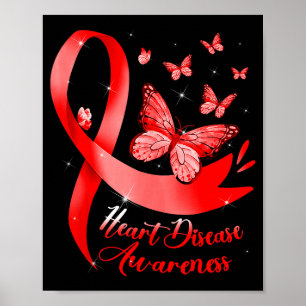 Poster Guerreiro da Doença Cardíaca Laço Vermelho Conscie