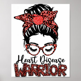 Poster Guerreiro da Doença Cardíaca Laço Vermelho Coque d