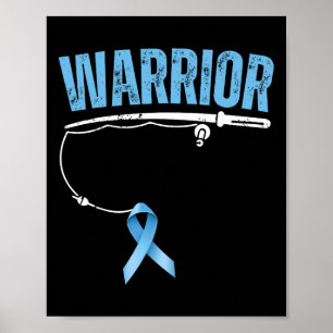 Poster Guerreiro da Pesca Prostate Cancer Pescador Luz Bl
