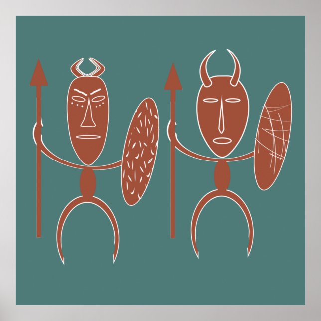 Poster guerreiro da tribo abstrato africano (Frente)