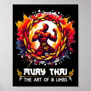 Poster Guerreiro de Muay Thai Arte dos Oito Membros MMA M