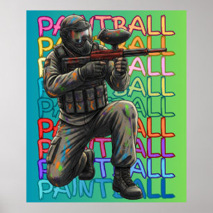Poster Guerreiro de Paintball Neon
