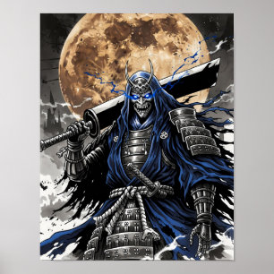 Poster Guerreiro demônio Samurai escuro