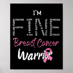 Poster Guerreiro do Câncer de Mama Fino Laço Rosa Câncer 