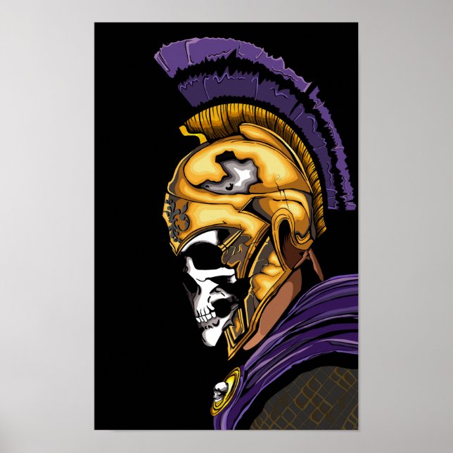 Poster Guerreiro do crânio com preto (Frente)