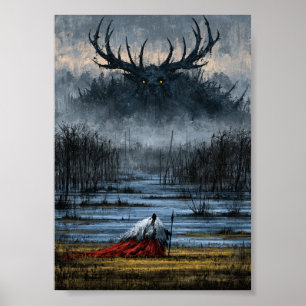 Poster Guerreiro do Pântano de Fantasia Sombria Enfrentan