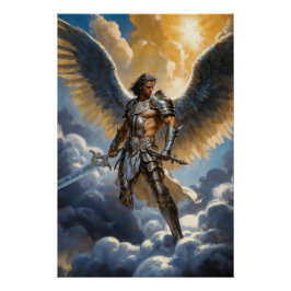 Póster Guerreiro Dourado do Arcanjo Miguel Céu