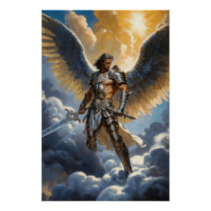 Póster Guerreiro Dourado do Arcanjo Miguel Céu