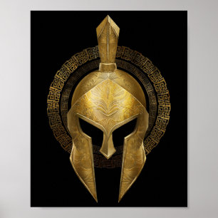Poster Guerreiro Dourado do Helmet Spartan Esparta Grego