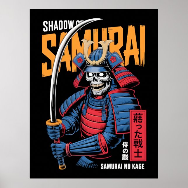 Poster Guerreiro Esqueleto Samurai das Sombras em Armadur (Frente)