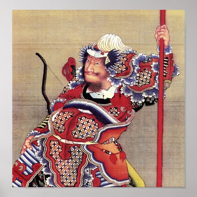 Póster Guerreiro, Hokusai, Bela Arte Japonesa (Frente)