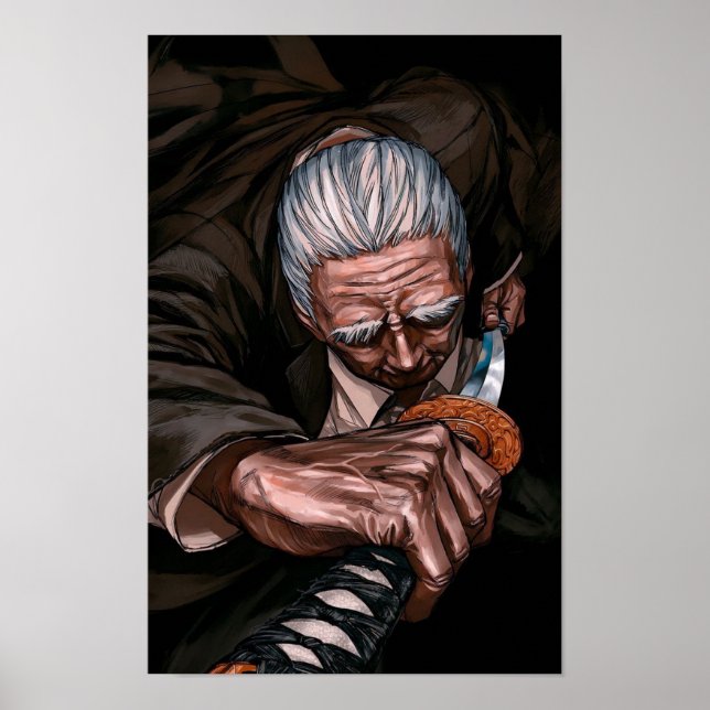 Poster Guerreiro Idoso Com Espada (Frente)