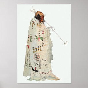 Póster Guerreiro indiano com o retrato da tubulação por