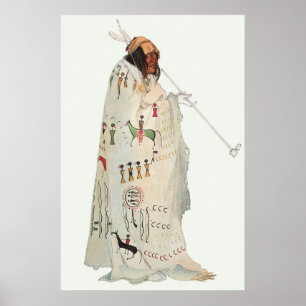 Póster Guerreiro indiano com o retrato da tubulação por