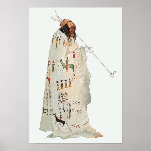 Póster Guerreiro Indiano com Pipe Retrato de Karl Bodmer (Frente)