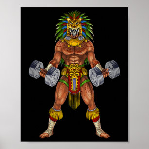 Poster Guerreiro Jaguar Asteca Musculação Academia Levant
