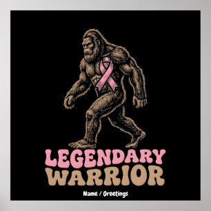 Poster Guerreiro Lendário Bigfoot Laço Rosa Conscientizaç