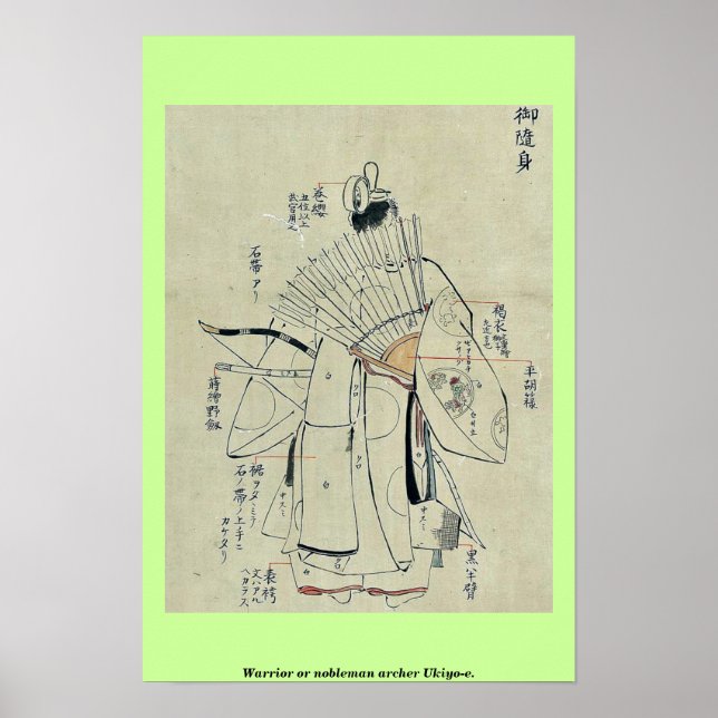 Poster Guerreiro ou arqueiro nobre Ukiyo-e. (Frente)