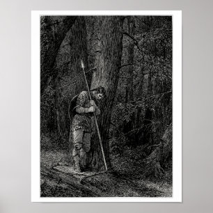 Póster Guerreiro que inclina-se contra uma árvore