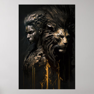 Poster Guerreiro Retrato Fantasia Pintando Espírito Selva