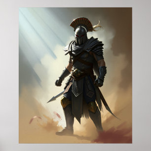 Poster Guerreiro Romano Espartano, Armadura Escura