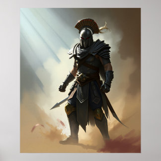 Poster Guerreiro Romano Espartano, Armadura Escura