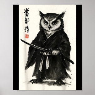 Poster Guerreiro samurai engraçado estilo anime japonês m