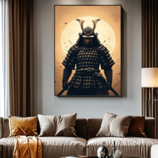 Poster Guerreiro Samurai Épico Armadura Japonesa