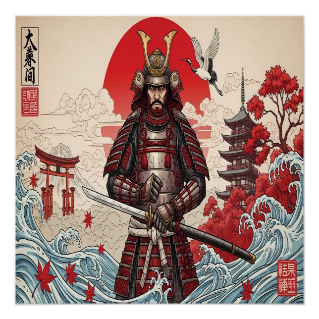 Póster Guerreiro Samurai Japonês  (Frente)