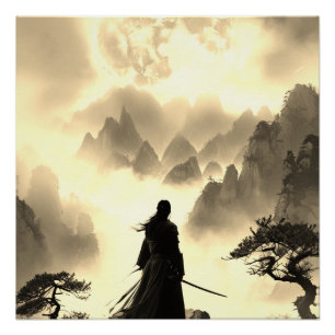 Póster Guerreiro solitário na Sépia