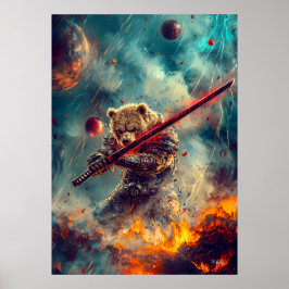 Poster Guerreiro Urso Celestial – Guardião Samurai Cósmic
