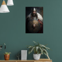 Guerreiro Viking de IA segurando escudo