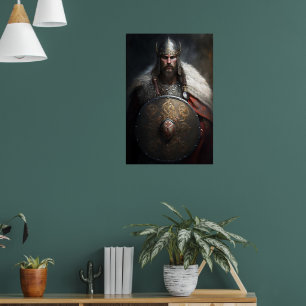 Poster Guerreiro Viking de IA segurando escudo