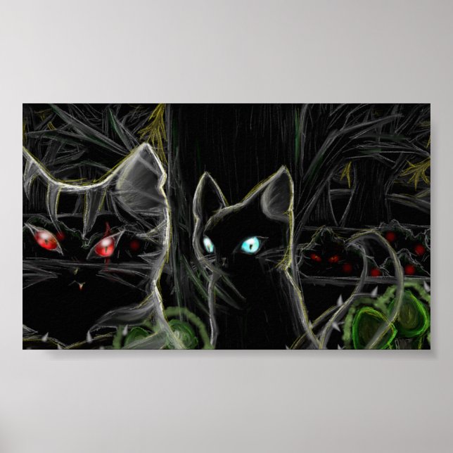 Póster Guerreiros Hawfrost e Tigerstar - A floresta escur (Frente)