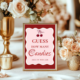 Poster Guess how many Kisses valentine Bridal Shower Sign