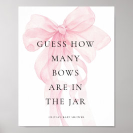 Poster Guess How Many Pink Bow Baby Shower Game