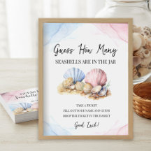 Guess How Many Seashells Gender Reveal Game Sign