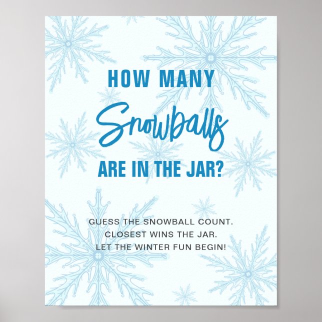 Poster Guess How Many Snowballs Winter Baby Shower (Frente)