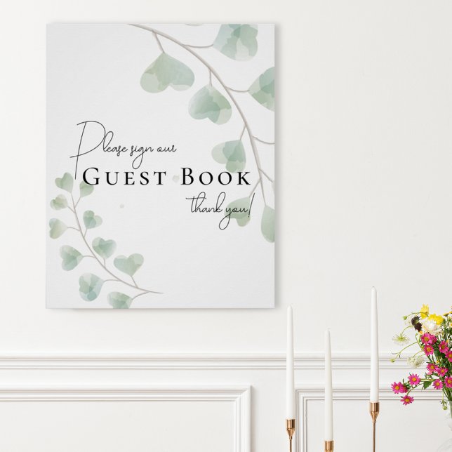 Póster Guest Book Sign with Eucalyptus Leaves (Criador carregado)