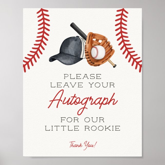 Poster Guestbook Autografado Baseball Little Rookie (Frente)