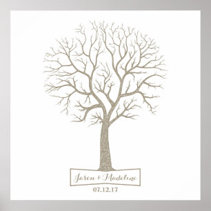 Póster Guestbook cinzento rústico do casamento de
