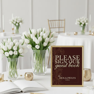 Poster Guestbook de Casamento Mousse Brown, Script Elegan