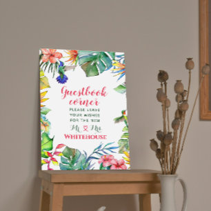Poster Guestbook de Casamento por Aquarela Tropical Hibis
