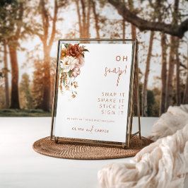 Poster Guestbook de Foto de Casamento Floral Sunset