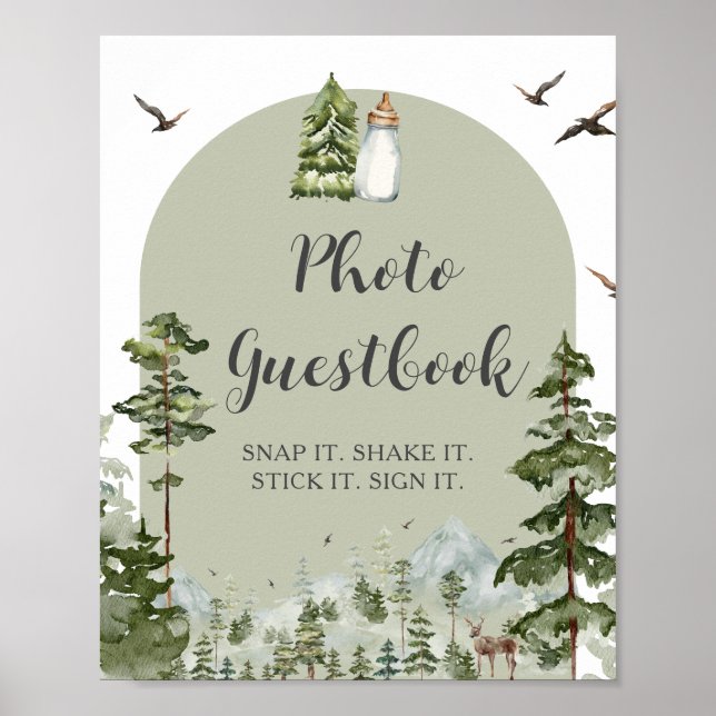 Poster Guestbook de Foto do Chá de fraldas de Pinheiro (Frente)