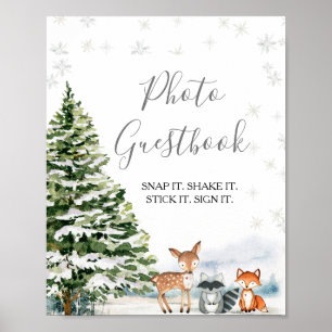 Poster Guestbook de fotos do Evergreen Animal Winter Oned