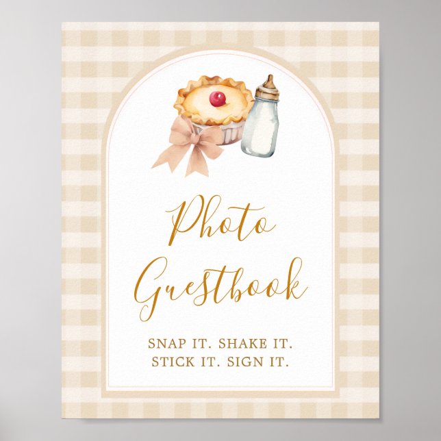 Poster Guestbook de queda de Pastel Cutie Pie Gingham (Frente)