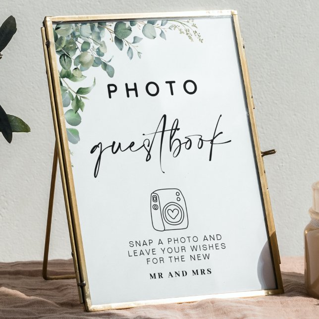 Poster Guestbook Eucalyptus Photo | Sinal de casamento mo (Criador carregado)