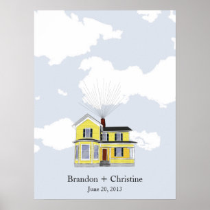 Póster Guestbook Home de flutuação amarelo da impressã