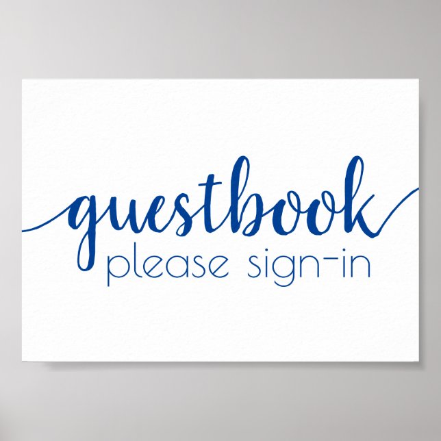 Poster Guestbook simples | Azul francês Qualquer sinal de (Frente)